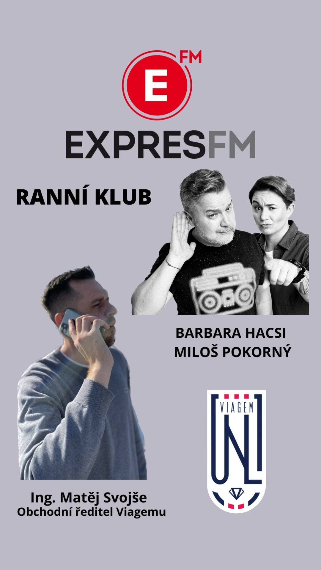 Rozhovor Matěje Svojšeho v Ranním klubu rádia ExpresFM s Barbarou Hacsi a Milošem Pokor…