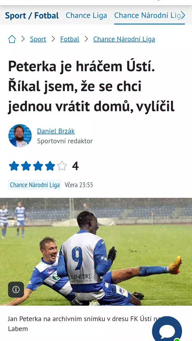 🏠⚽ Jan Peterka je zpět doma v Ústí nad Labem!.